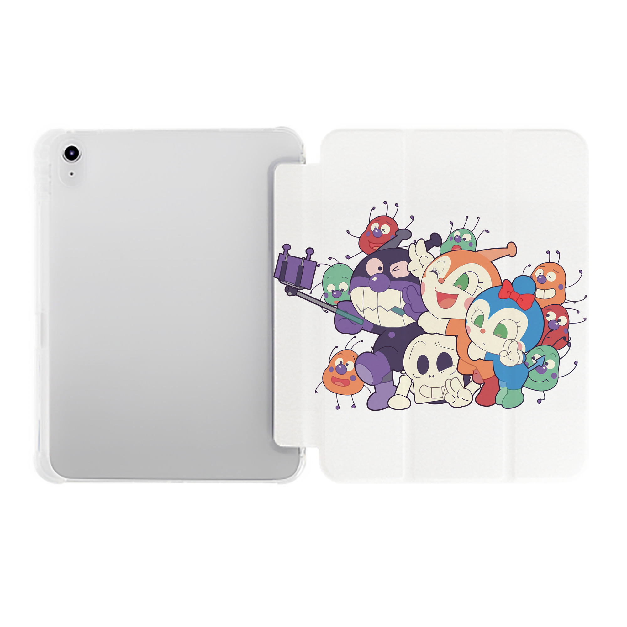 （画像用） アンパンマン Anpanman IPad ケース ペン収納付き 三つ折りスタンド PUレザー×シリコン 対応機種9.5/10.5/10.9インチ